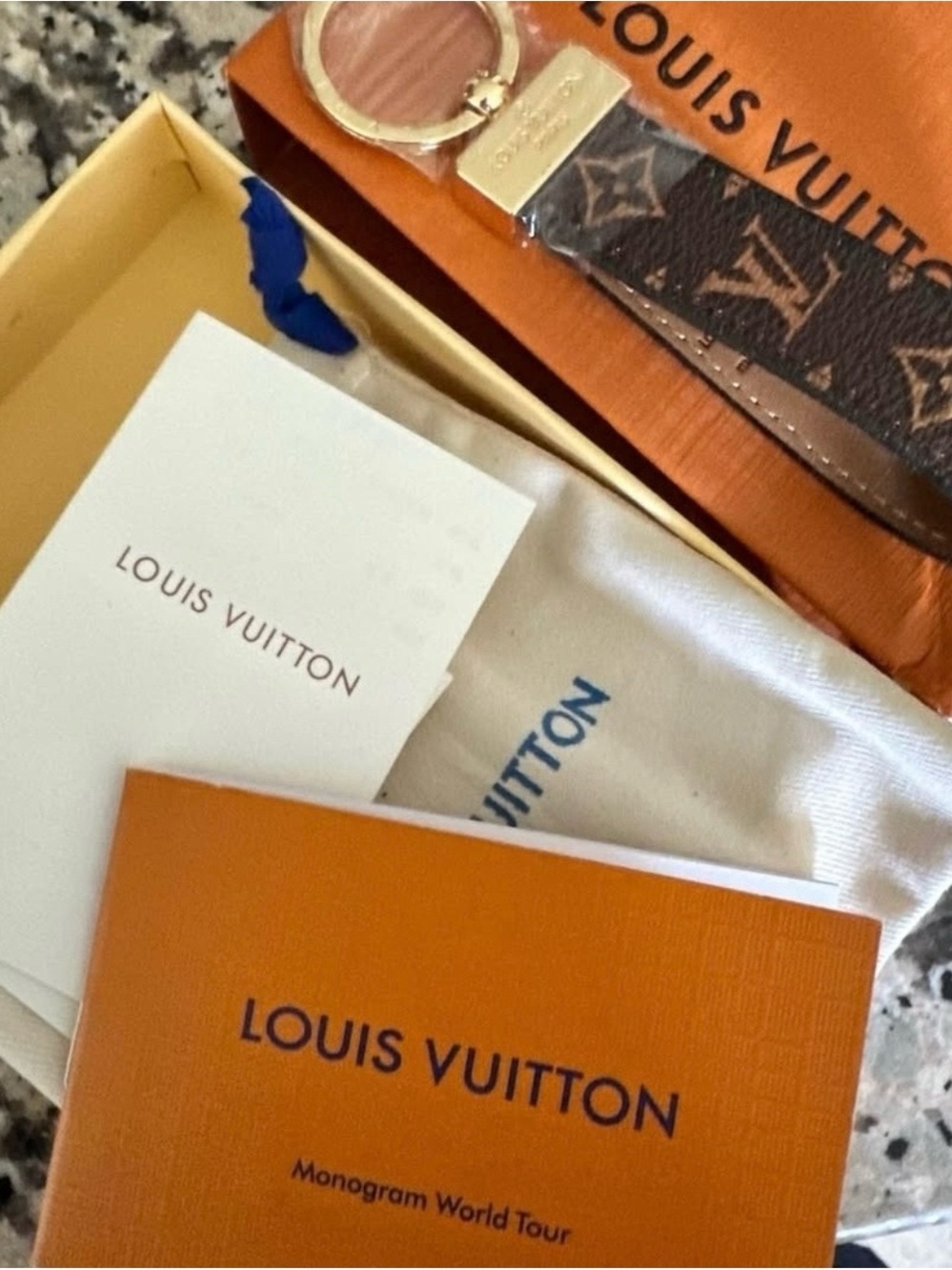 Louis Vuitton Monogram Key Ring - Brown Canvas with Gold Hardware